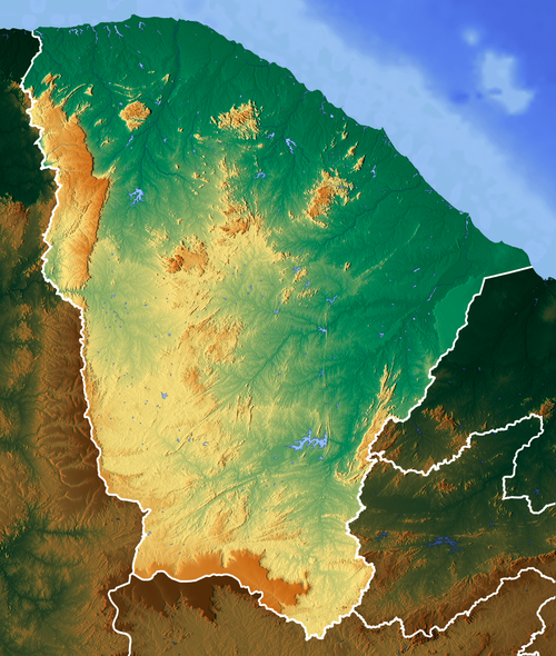 Brazylia Ceará mapa rzeźby
