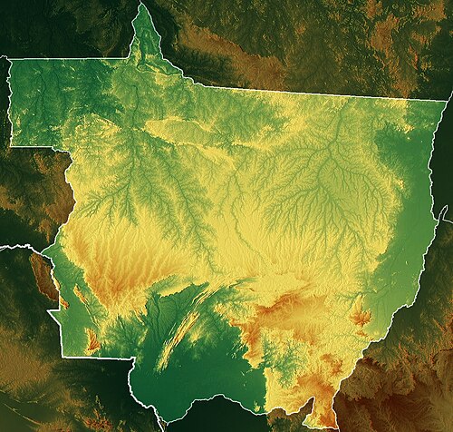 Brazylia Mato Grosso mapa rzeźby