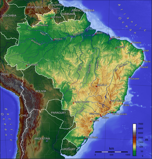 Brazylia mapa topograficzna en2