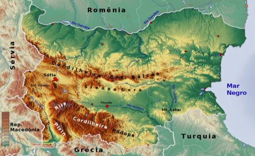 Mapa topograficzna Bułgarii