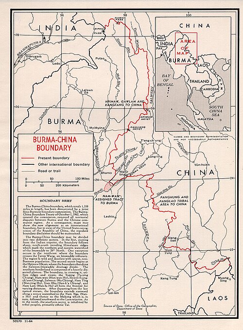 Mapa granicy Birmańsko-Chińska