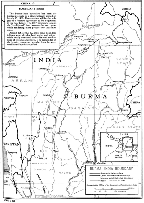 Mapa Birmy i Indii