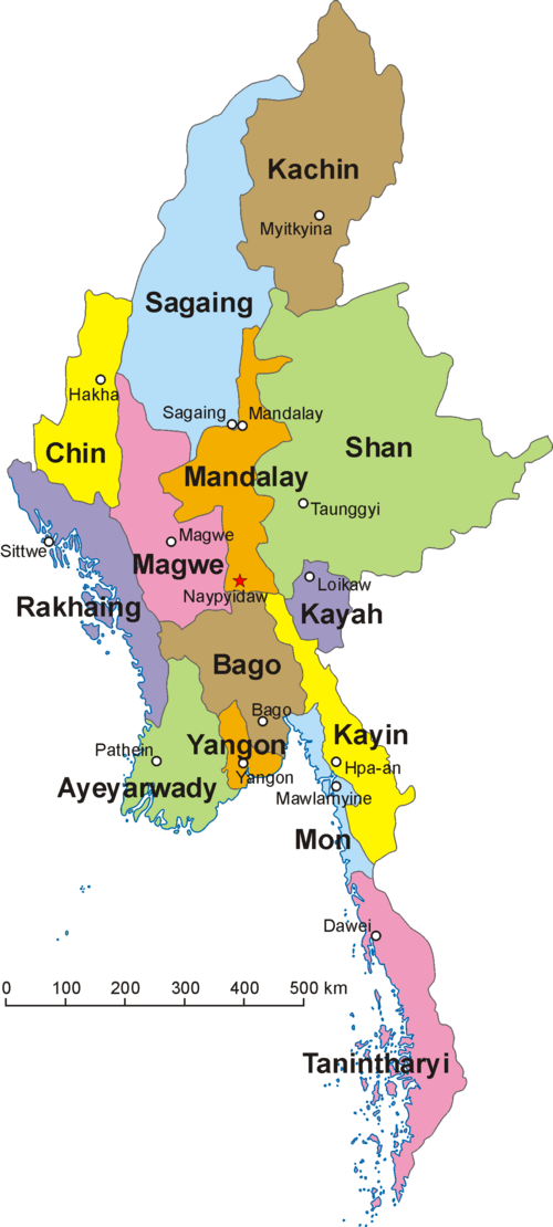 Mapa Birmy