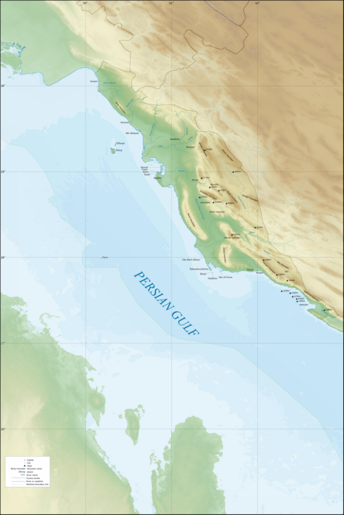 Prowincja Bushehr - mapa topograficzna i batimetryczna