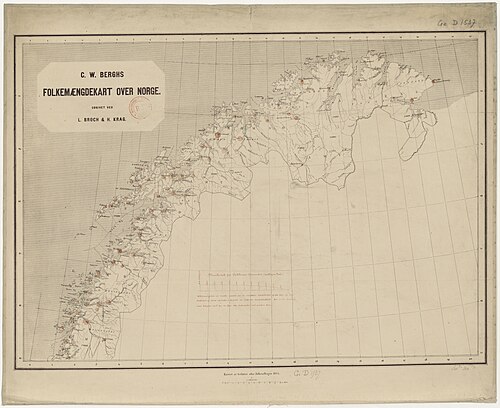 Mapa gęstości zaludnienia Norwegii Bergha