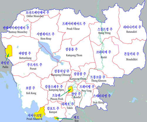 Mapa Kambodży