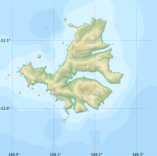 Wyspa Campbell - mapa geograficzna bez etykiet