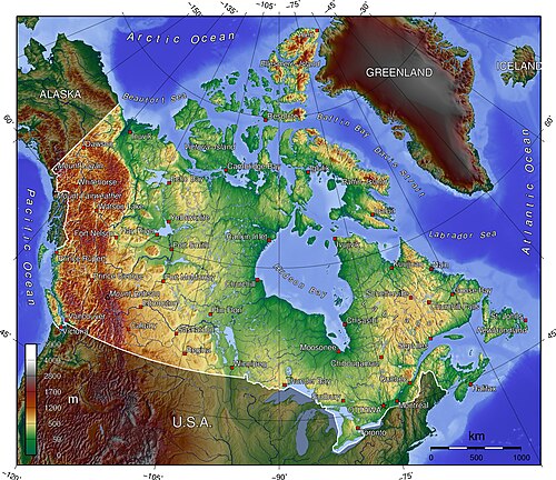 Mapa topograficzna Kanady