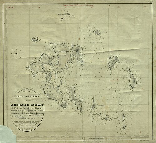 Mapa sferyczna archipelagu Canahauan na zachodzie Samaru