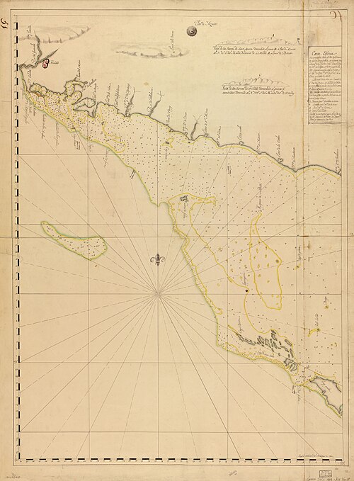 Mapa sferyczna od Río Guanabo do Boca Grande