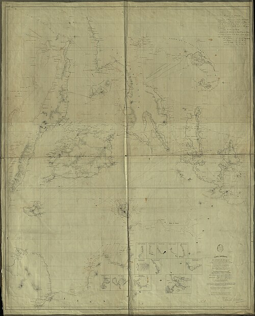 Mapa sferyczna cieśniny Surigao, Mindanao