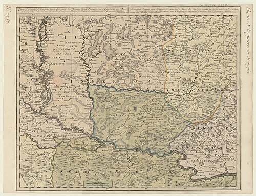 Dokładna mapa Węgier z teatrem wojny - Belgrad, Temesvár