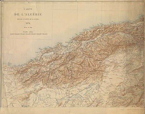 Mapa Algierii - Ministerstwo Wojny 1876