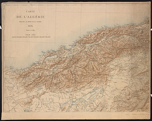 Mapa Algierii - Ministerstwo Wojny 1876
