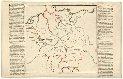 Mapa Imperium Niemiec z uwagami o elektorach