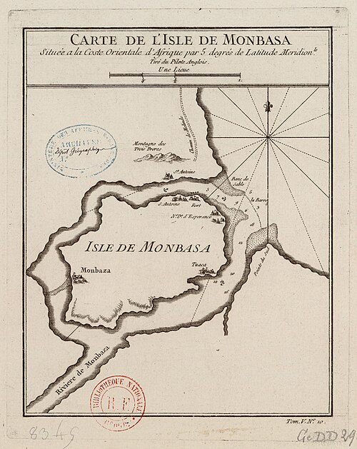 Mapa wyspy Mombasa