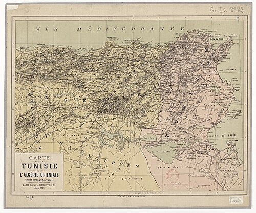 Mapa Tunezji i wschodniej Algierii