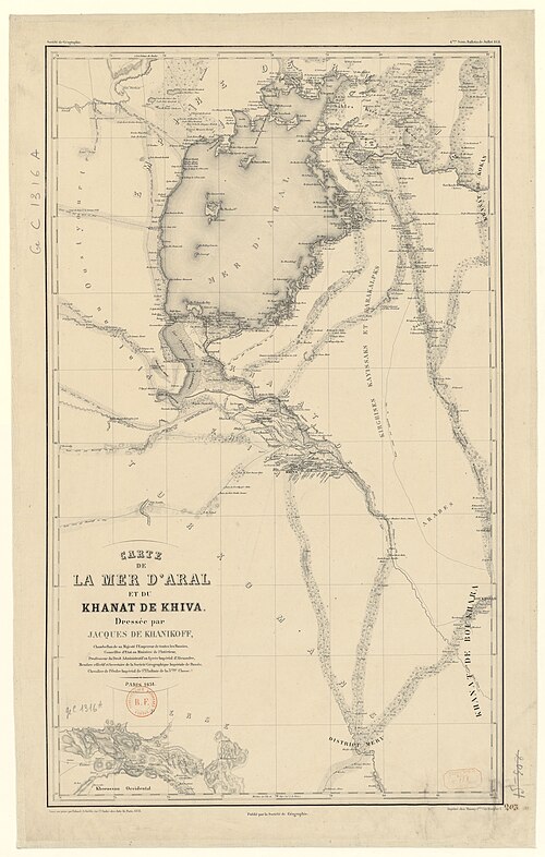 Mapa Morza Aralskiego i Chanatu Chiwy