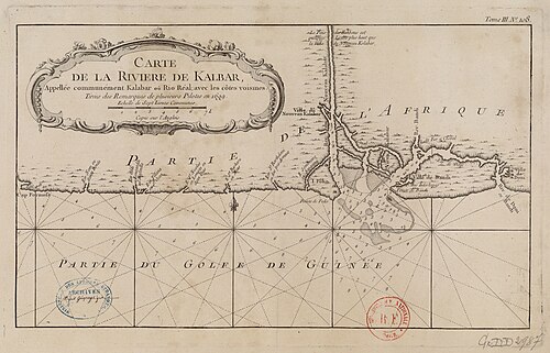 Mapa rzeki Kalbar (Kalabar) z sąsiednimi brzegami 1699