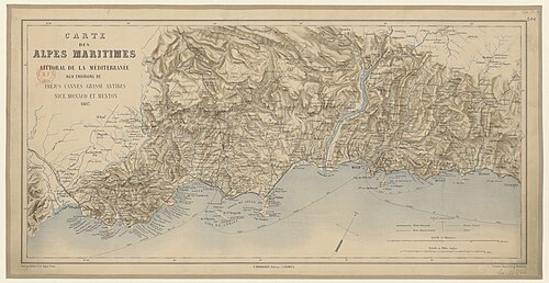 Mapa Alp Morskich od Fréjus do Mentonu