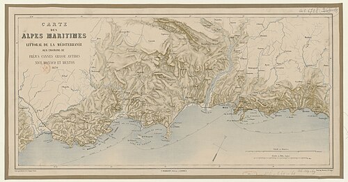 Mapa Alp Morskich z Morzem Śródziemnym