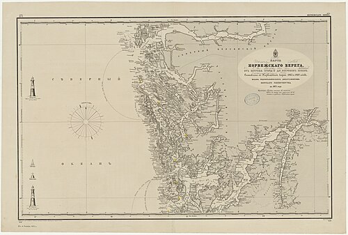 Mapa wybrzeża norweskiego