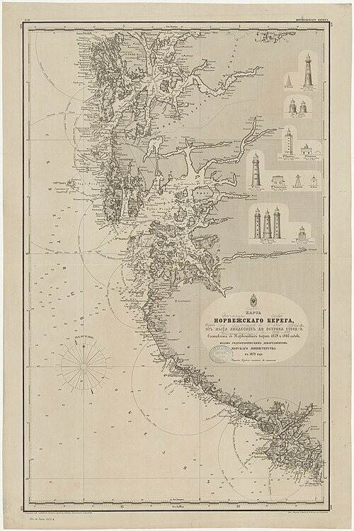 Mapa wybrzeża Norwegii
