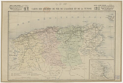Mapa kolejowa Algierii i Tunezji