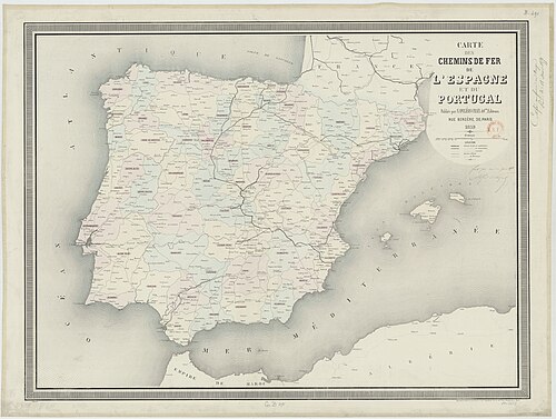 Mapa kolei Hiszpanii i Portugalii