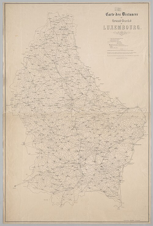 Mapa odległości Wielkiego Księstwa Luksemburga