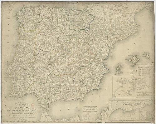 Mapa królestw z trasami poczty (1823)