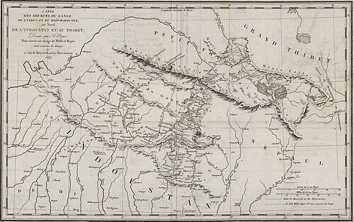 Mapa źródeł Gangesu, Indusu i Brahmaputry