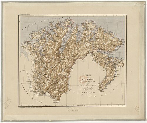 Mapa Finnmarku - norweskiej Laponii z trasą