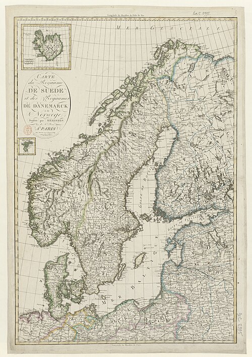 Mapa królestwa Szwecji, Danii i Norwegii