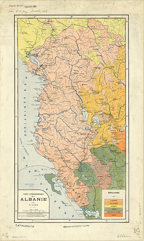 Mapa etnograficzna Albanii - 1913