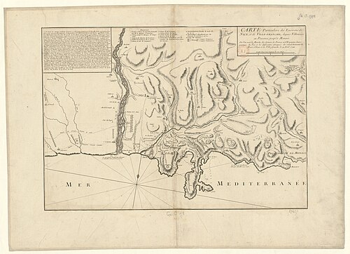 Mapa Nicei-Villefranche z armiami francuskimi