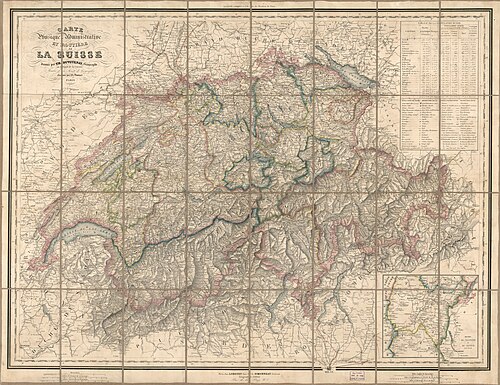 Mapa fizyczna, administracyjna i drogowa Szwajcarii