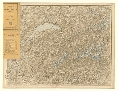 Mapa terenu zachodniej Szwajcarii, Sabaudii