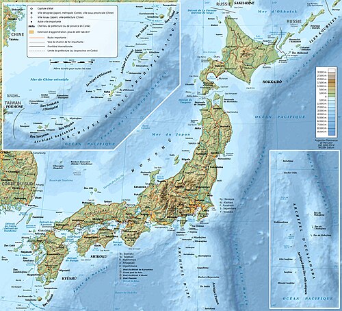 Mapa topograficzna Japonii