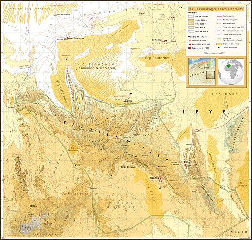 Mapa topograficzna Tassili n'Ajjer