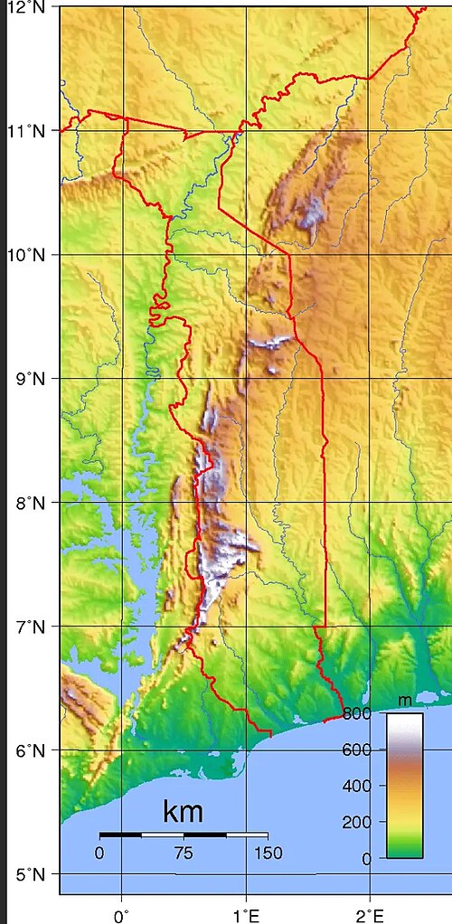 Mapa topograficzna Togo