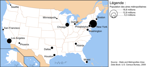 Mapa miast USA 1