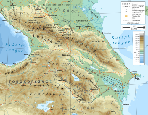 Mapa topograficzna Kaukazu-hu