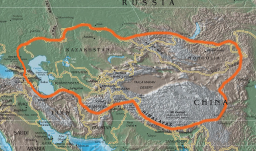Mapa fizyczno-polityczna Azji Środkowej CIA