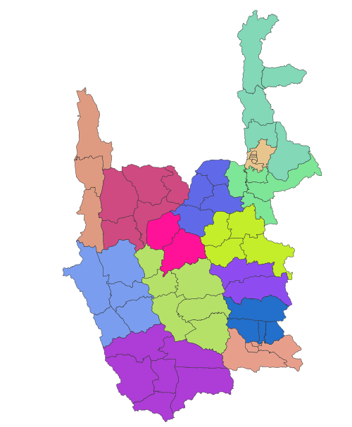 Mapa centralnej Birmy