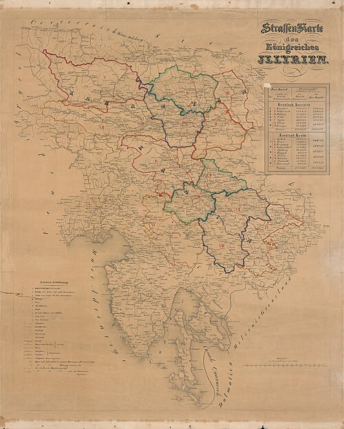 Mapa drogowa Karyntii i Kranjskiej z 1850