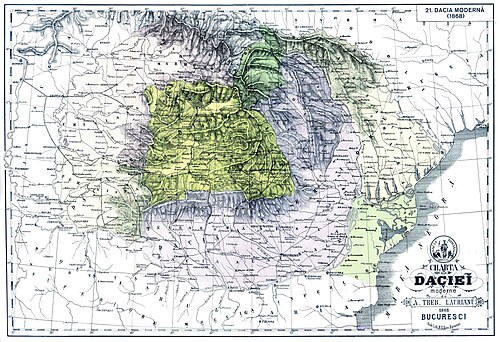 Mapa nowoczesnej Dacii (1868)