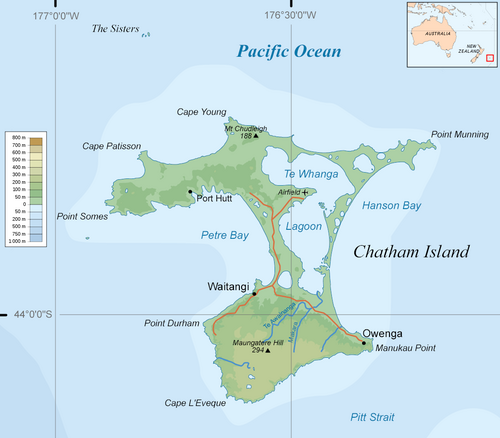 Mapa topograficzna Wysp Chatham