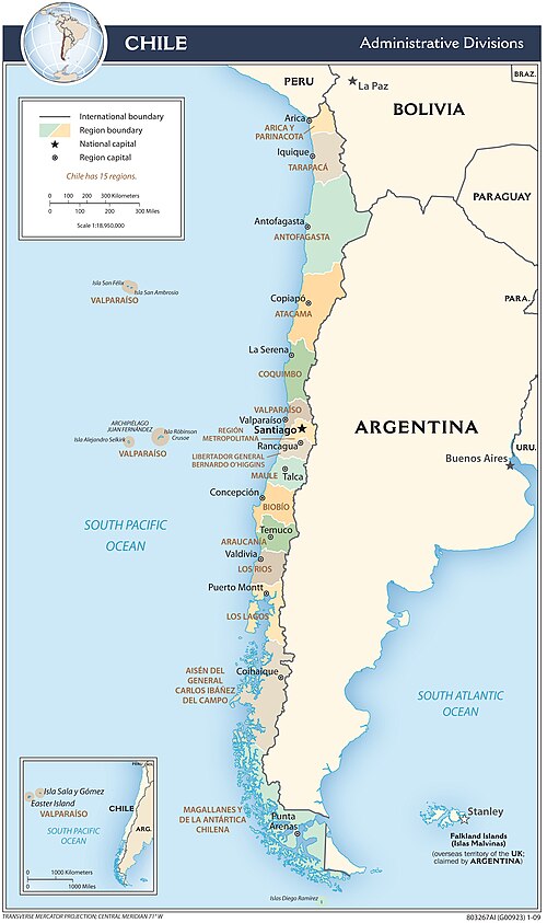 Mapa administracyjna Chile