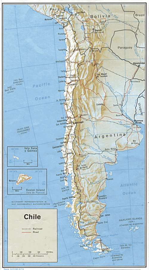 Mapa Rzeźby Chile 1974